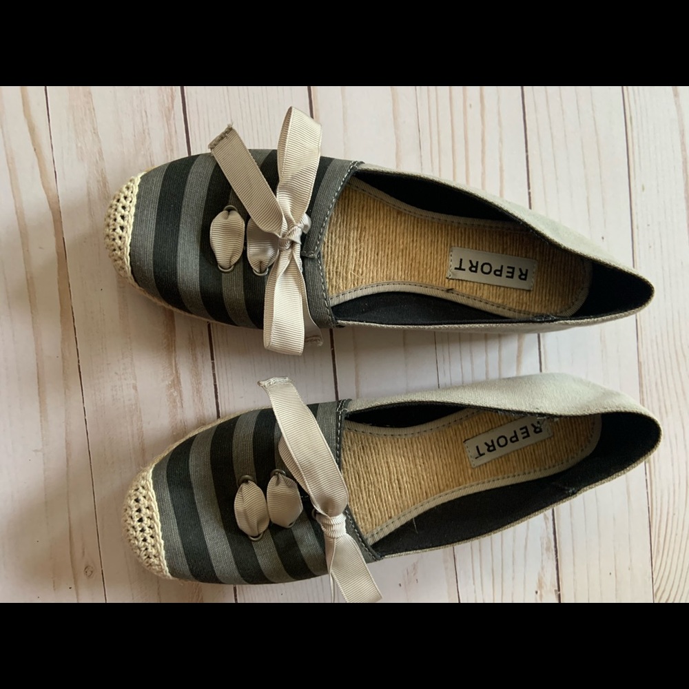 Gray and cream flats